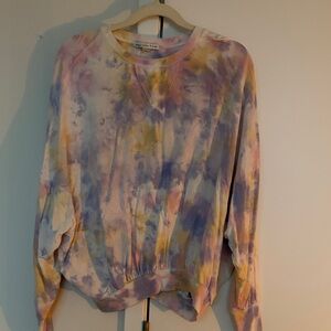 Sundry Pastel Tie-Dye Crewneck Sweatshirt in Pink, Purple & Yellow